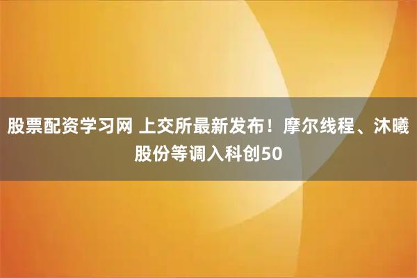 股票配资学习网 上交所最新发布！摩尔线程、沐曦股份等调入科创50